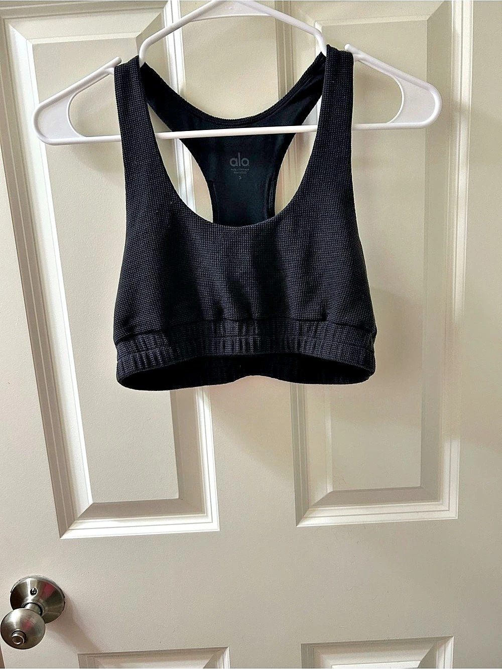 Alo Black Ribbed Tank Top Size Small Like New